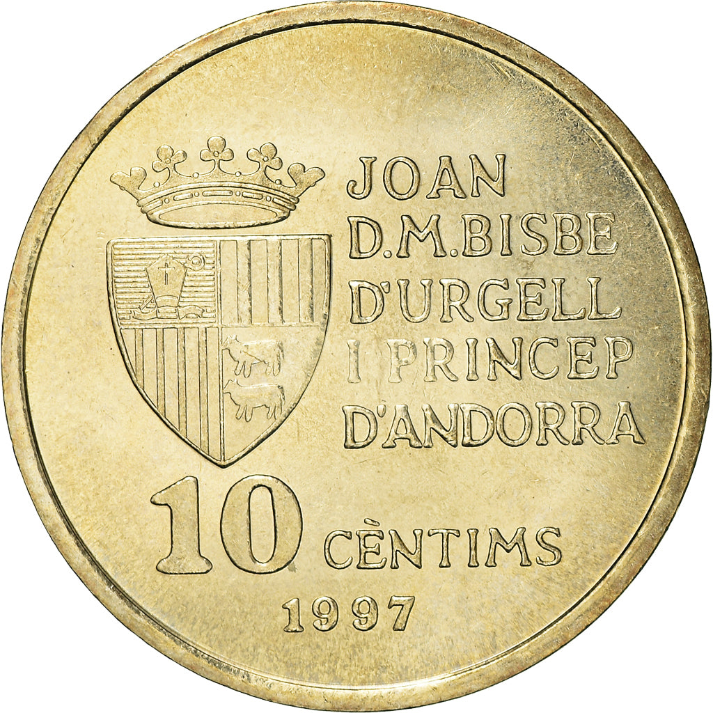 Munten, Andorra, 10 Centims, 1997, FDC, Tin, KM:164