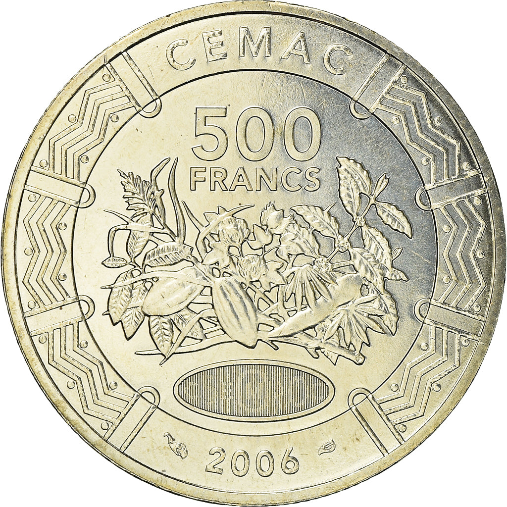 Moneda, Estados del África central, CFA, 500 Francs, 2006, Paris, FDC, Cobre -