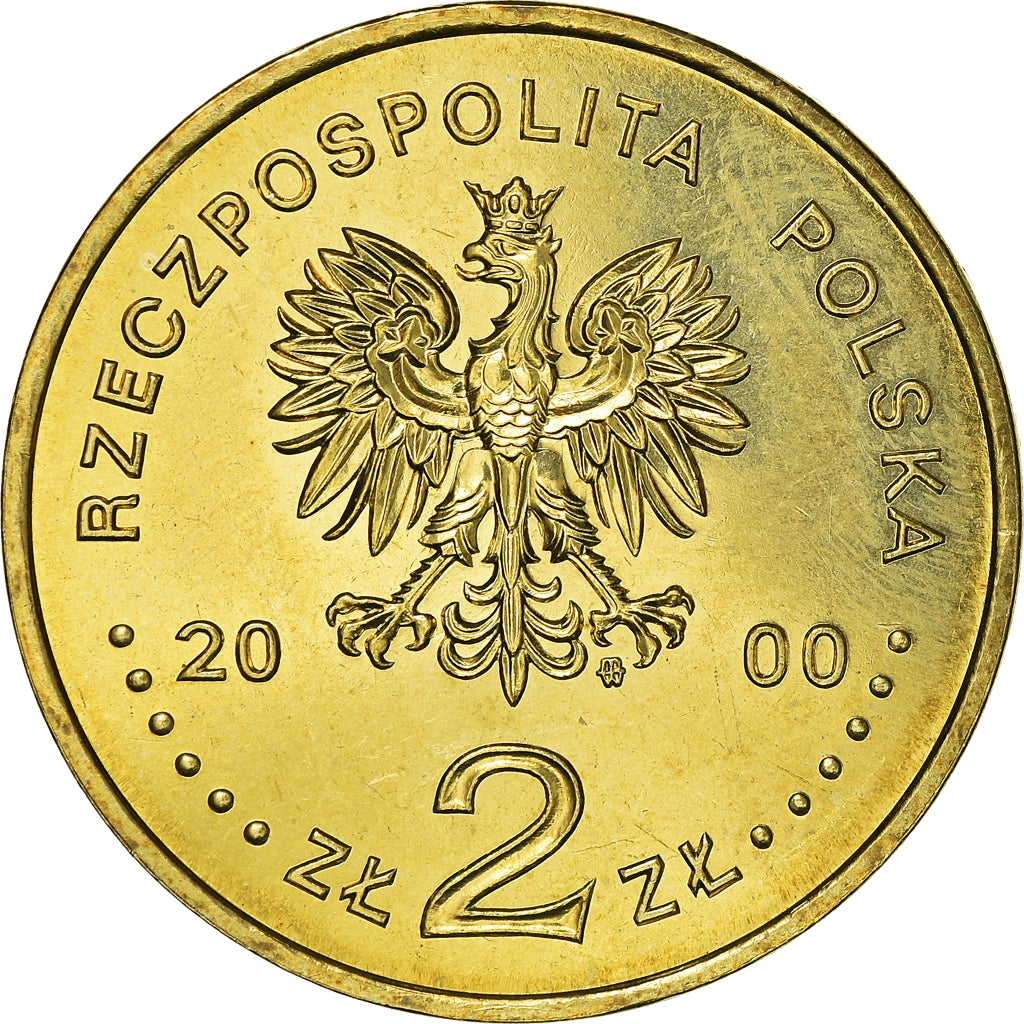 Coin, Poland, 2 Zlote, 2000, Warsaw, MS(60-62), Brass, KM:404