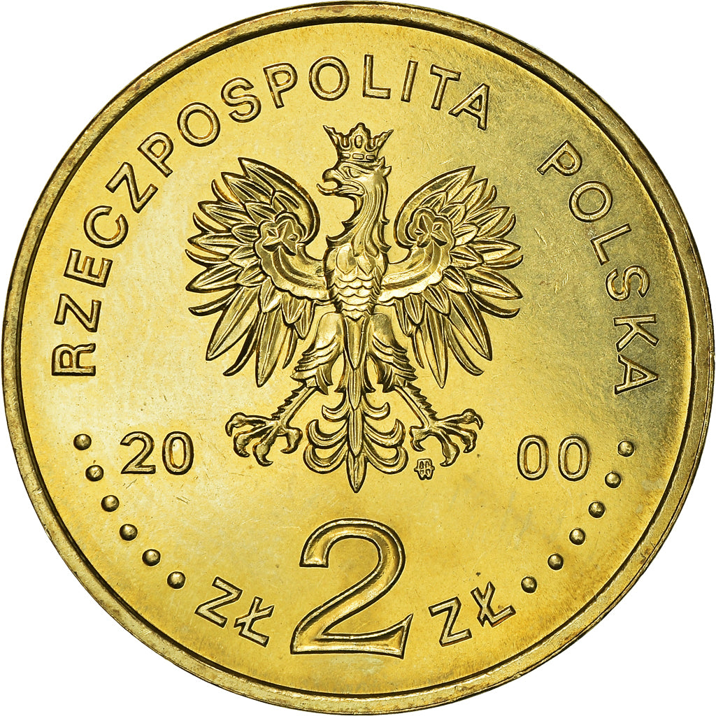 Coin, Poland, 2 Zlote, 2000, Warsaw, MS(60-62), Brass, KM:404