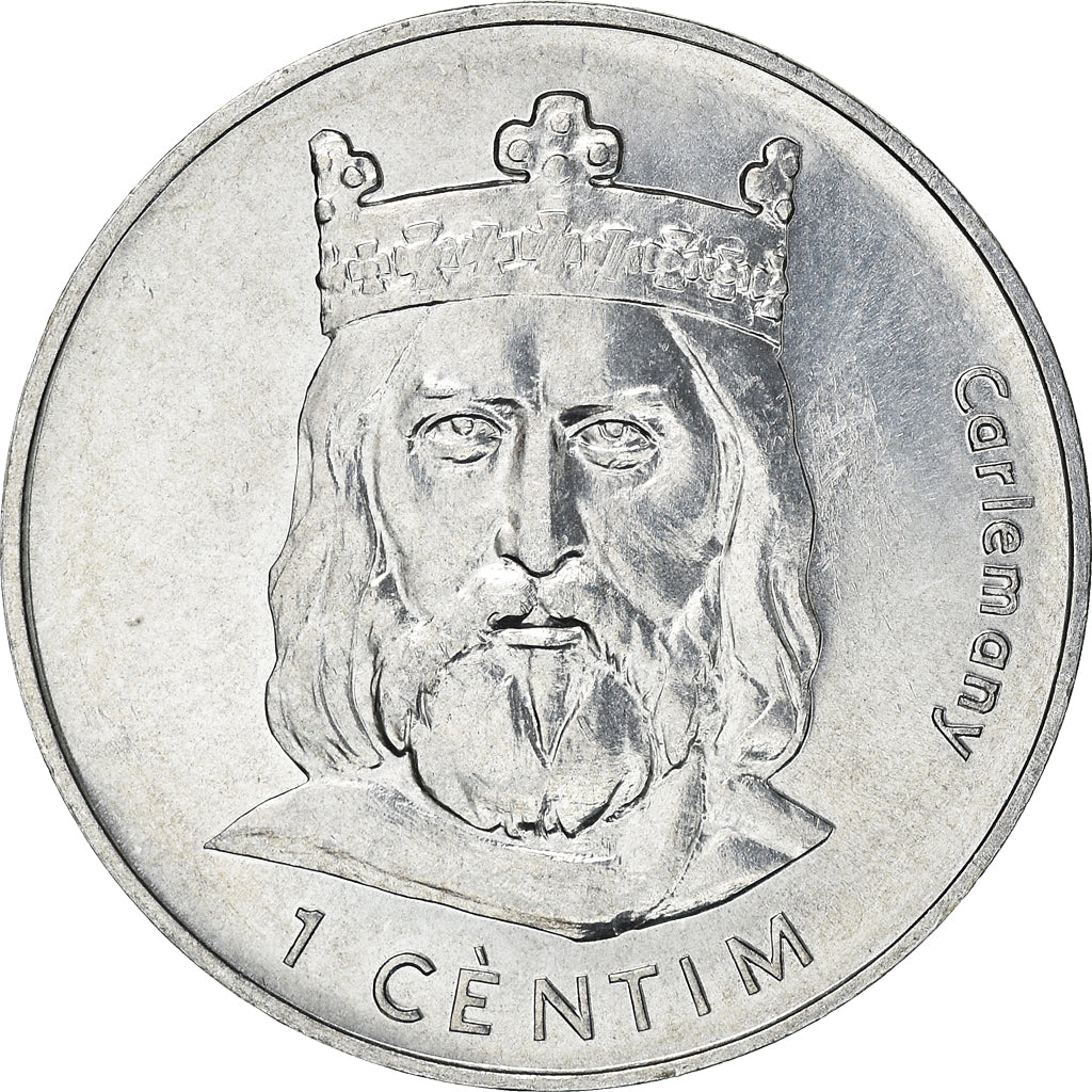 Coin, Andorra, Andorre, Centim, 2002, Charlemagne, AU(55-58), Aluminum, KM:176