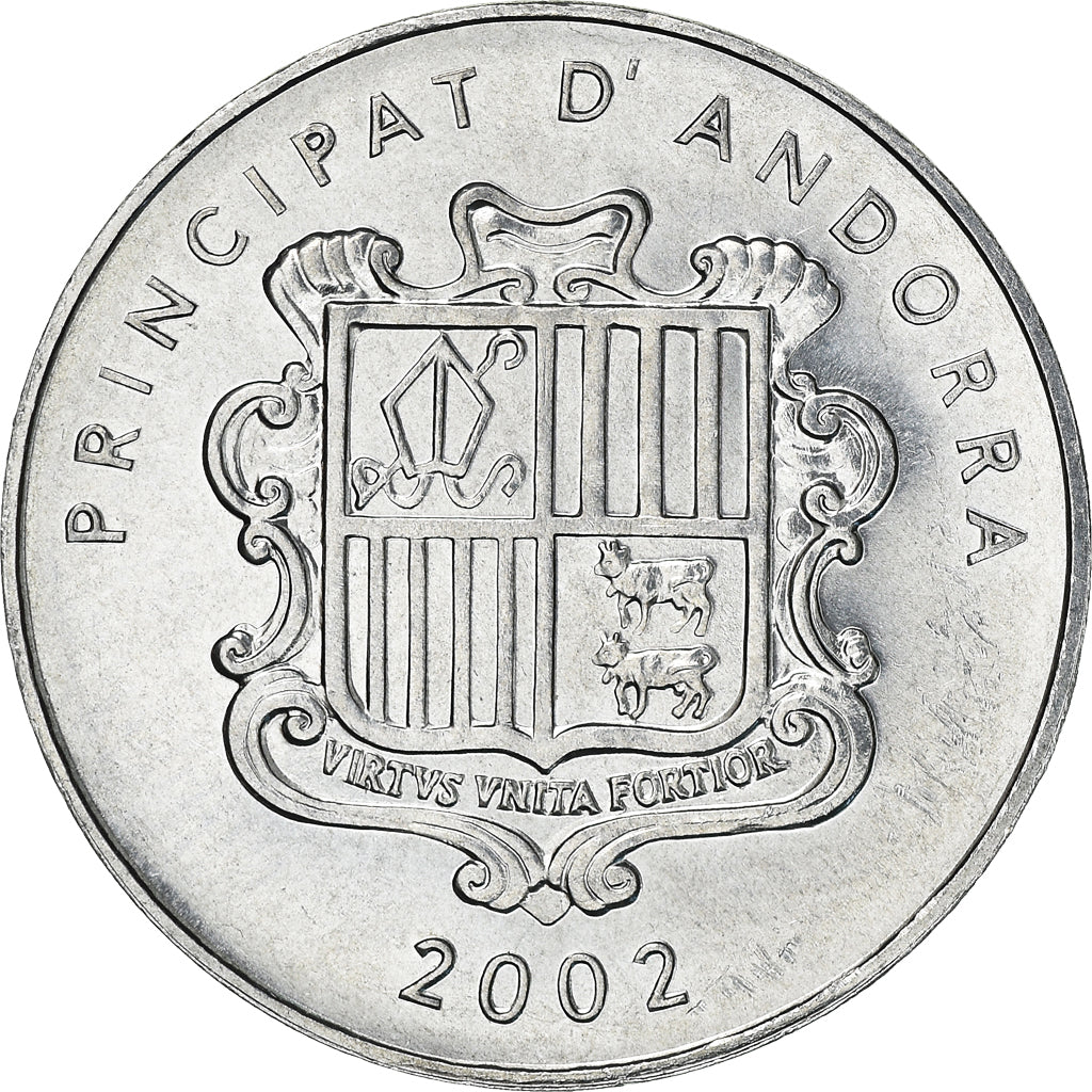 Coin, Andorra, Andorre, Centim, 2002, Charlemagne, AU(55-58), Aluminum, KM:176