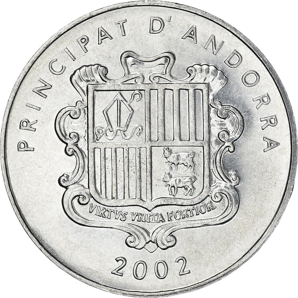 Coin, Andorra, Andorre, Centim, 2002, Charlemagne, MS(63), Aluminum, KM:176