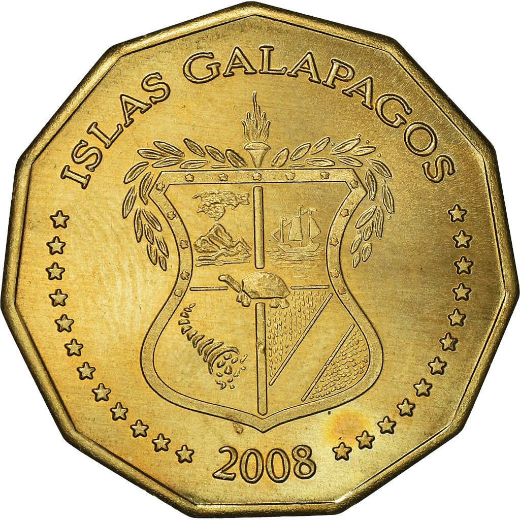 Moeda, GALAPAGOS ISLANDS, Dolar, 2008, AU(50-53), Latão, KM:6