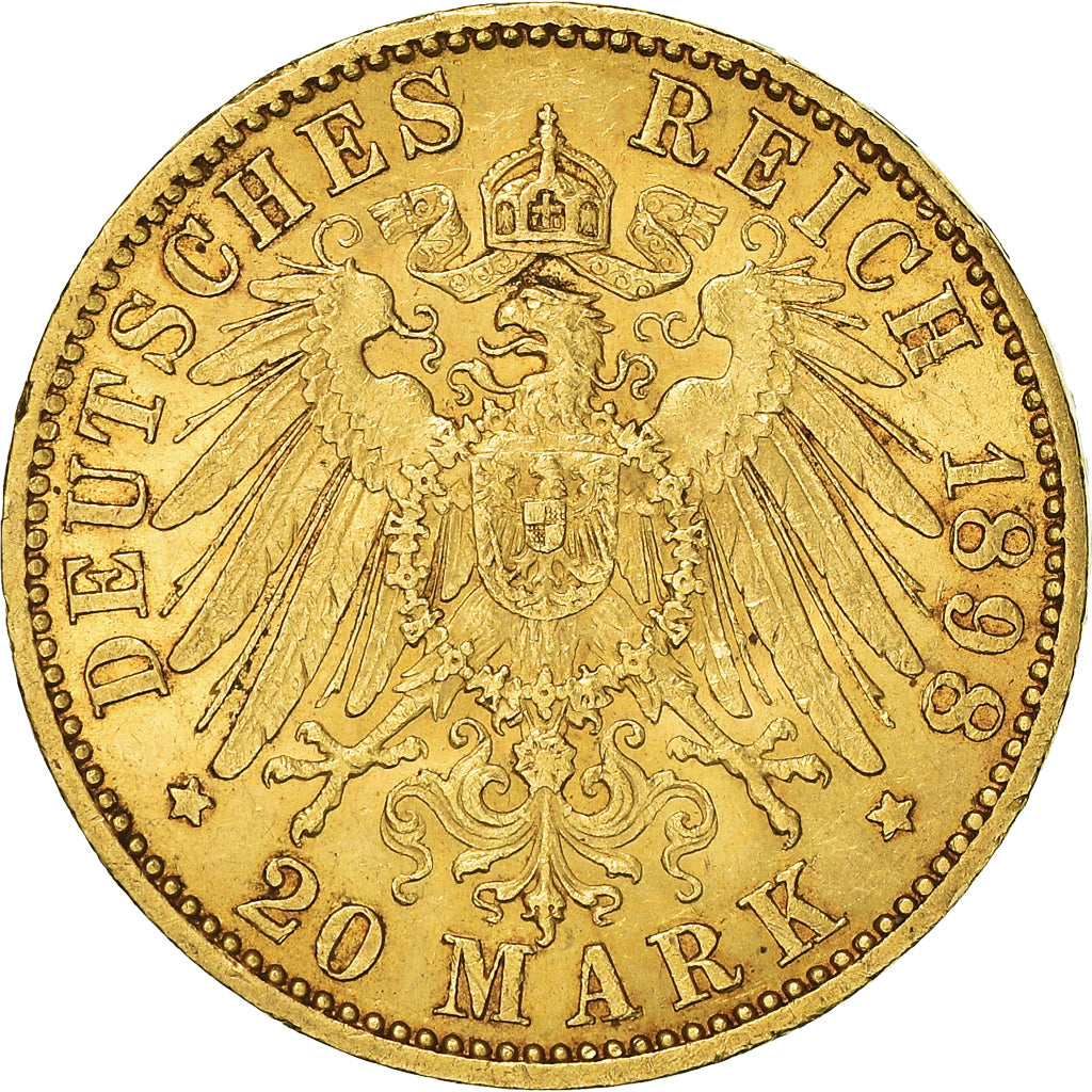 Münze, Deutsch Staaten, PRUSSIA, Wilhelm II, 20 Mark, 1898, Berlin, SS+, Gold