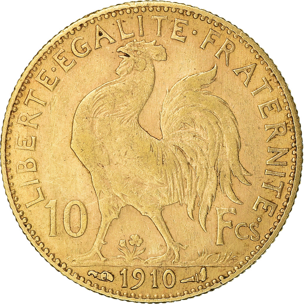Munten, Frankrijk, Marianne, 10 Francs, 1910, Paris, Coq, ZF+, Goud, KM:846