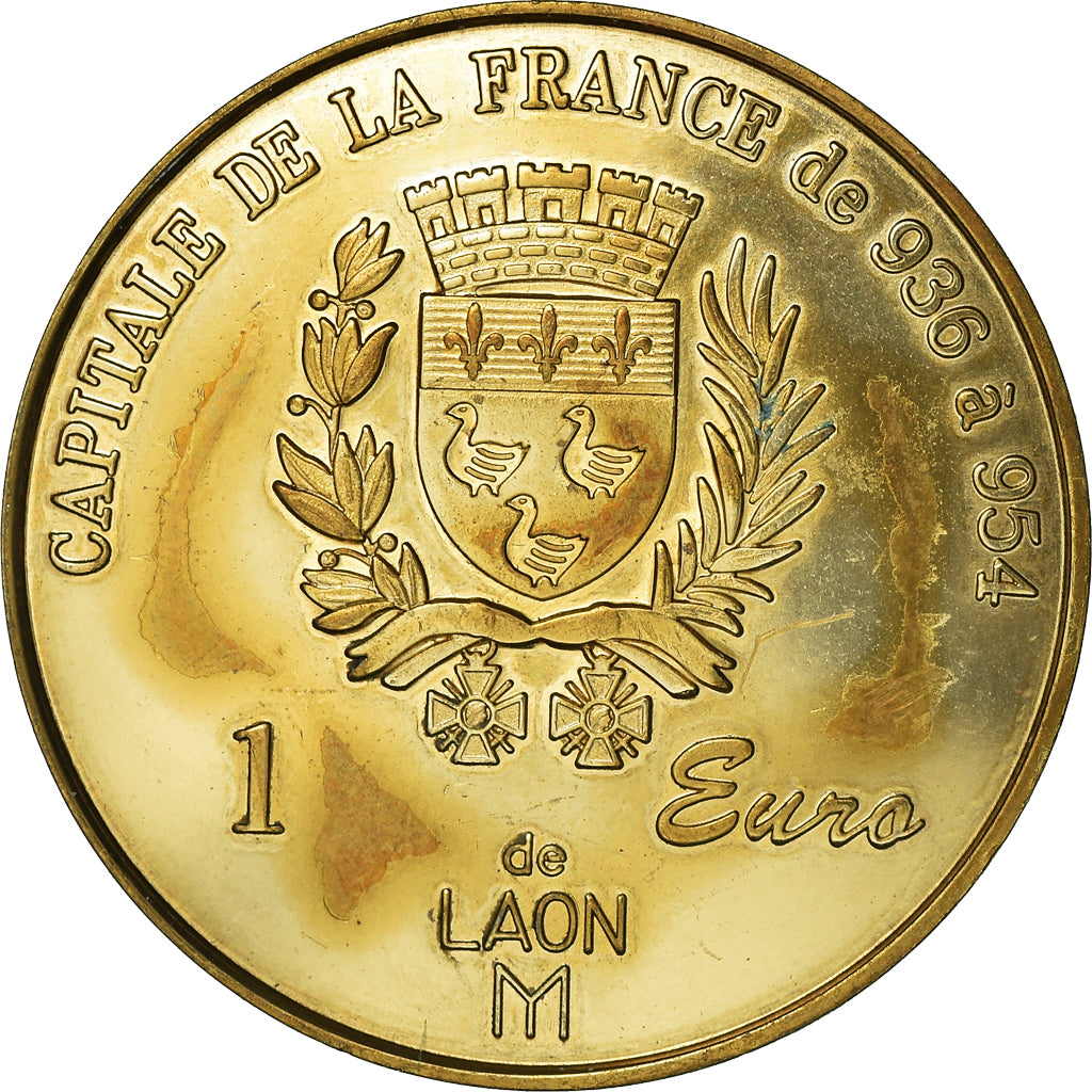 Francia, Token, Euro des Villes, 1 Euro de Laon, 1998, Denier Carolingien, MBC