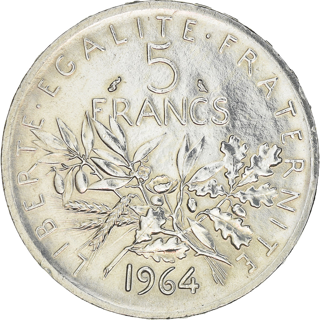 Munten, Frankrijk, Semeuse, 5 Francs, 1964, Paris, UNC-, Zilver, KM:926