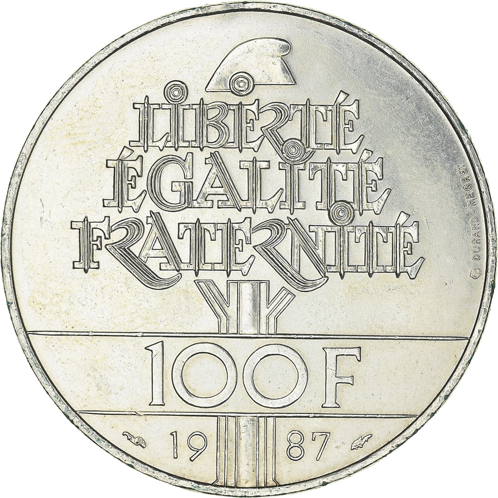 Coin, France, Lafayette, 100 Francs, 1987, MS(63), Silver, KM:962, Gadoury:902