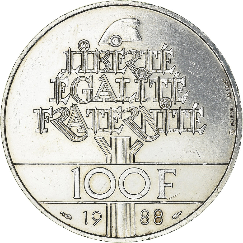 Coin, France, Fraternité, 100 Francs, 1988, Paris, MS(60-62), Silver, KM:966