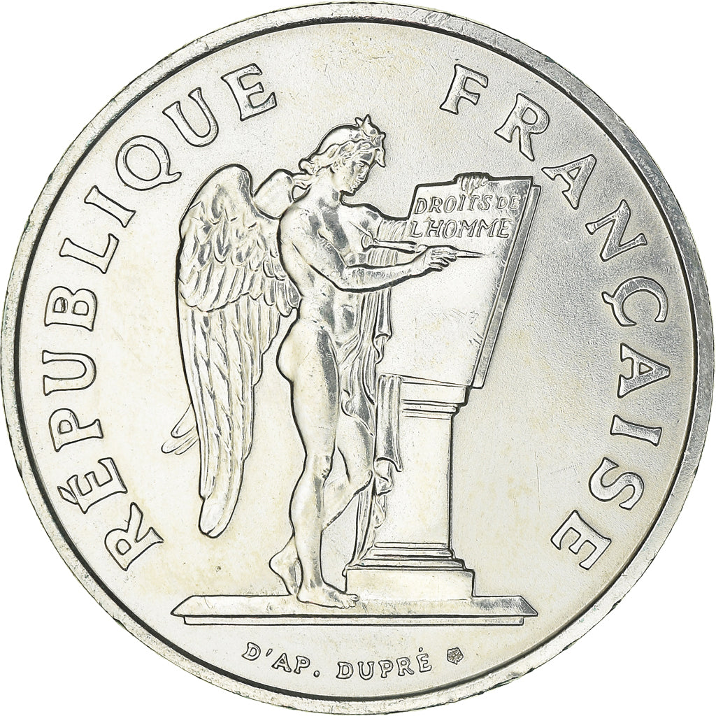 Coin, France, Droits de l'Homme, 100 Francs, 1989, MS(63), Silver, KM:970