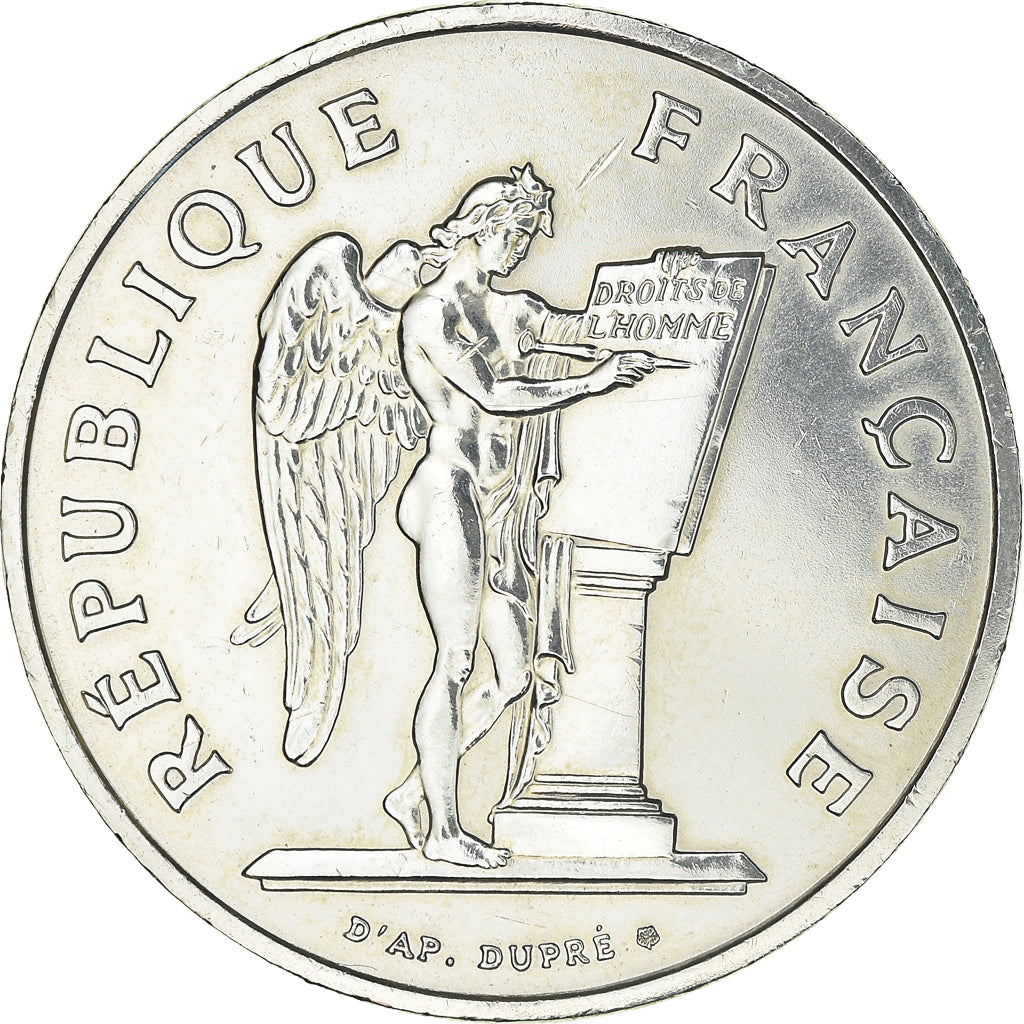 Coin, France, Droits de l'Homme, 100 Francs, 1989, MS(63), Silver, KM:970