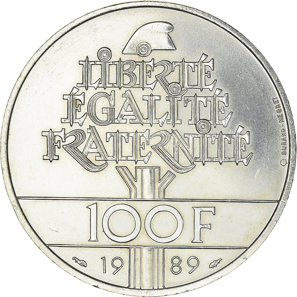 Coin, France, Droits de l'Homme, 100 Francs, 1989, MS(63), Silver, KM:970
