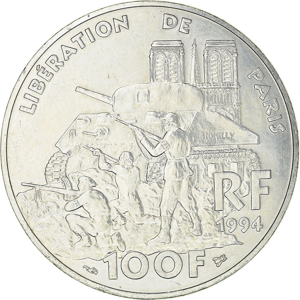 Coin, France, Libération de Paris, 100 Francs, 1994, Paris, MS(63), Silver