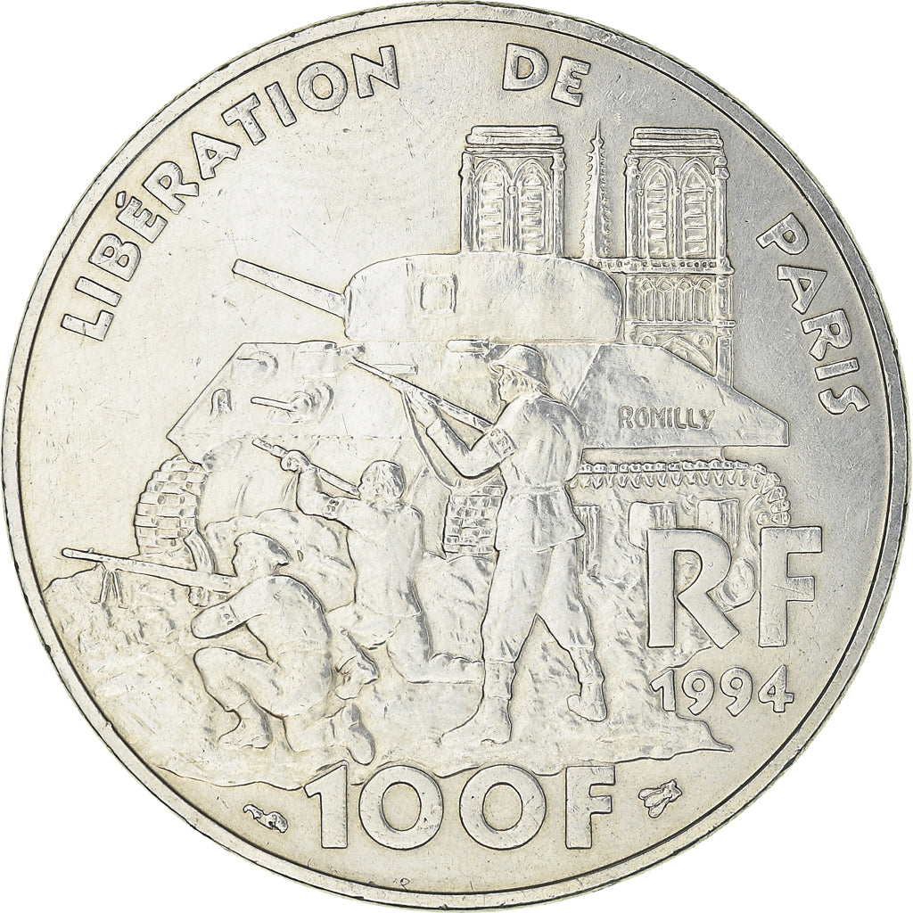 Coin, France, Libération de Paris, 100 Francs, 1994, Paris, MS(63), Silver