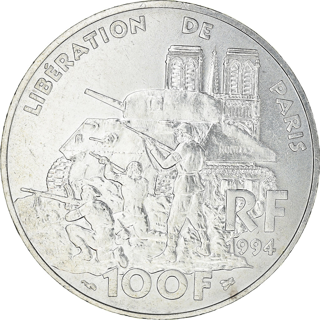 Coin, France, Libération de Paris, 100 Francs, 1994, Paris, MS(60-62), Silver