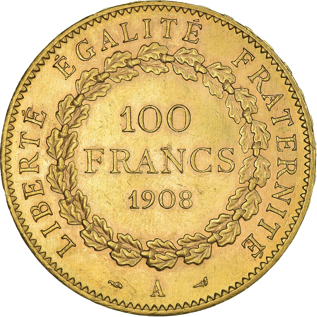Coin, France, 100 Francs, 1908, Paris, Génie, AU(55-58), Gold, KM:858