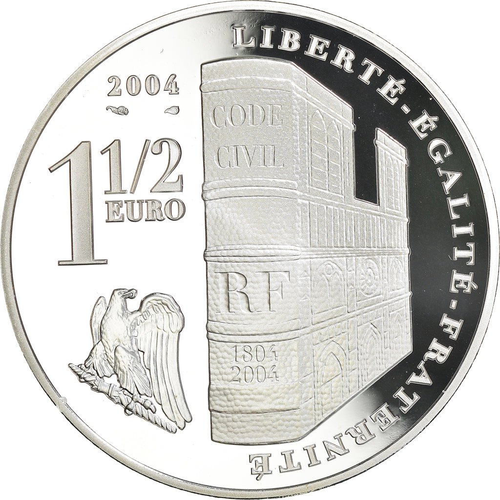 France, 1-1/2 Euro, 2004, Proof, MS(65-70), Silver, KM:1366