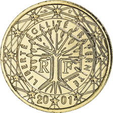 França, 2 Euro, 2001, Paris, gold-plated coin, MS(65-70), Bimetálico, KM:1289