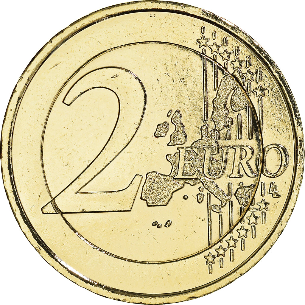 França, 2 Euro, 2001, Paris, gold-plated coin, MS(65-70), Bimetálico, KM:1289