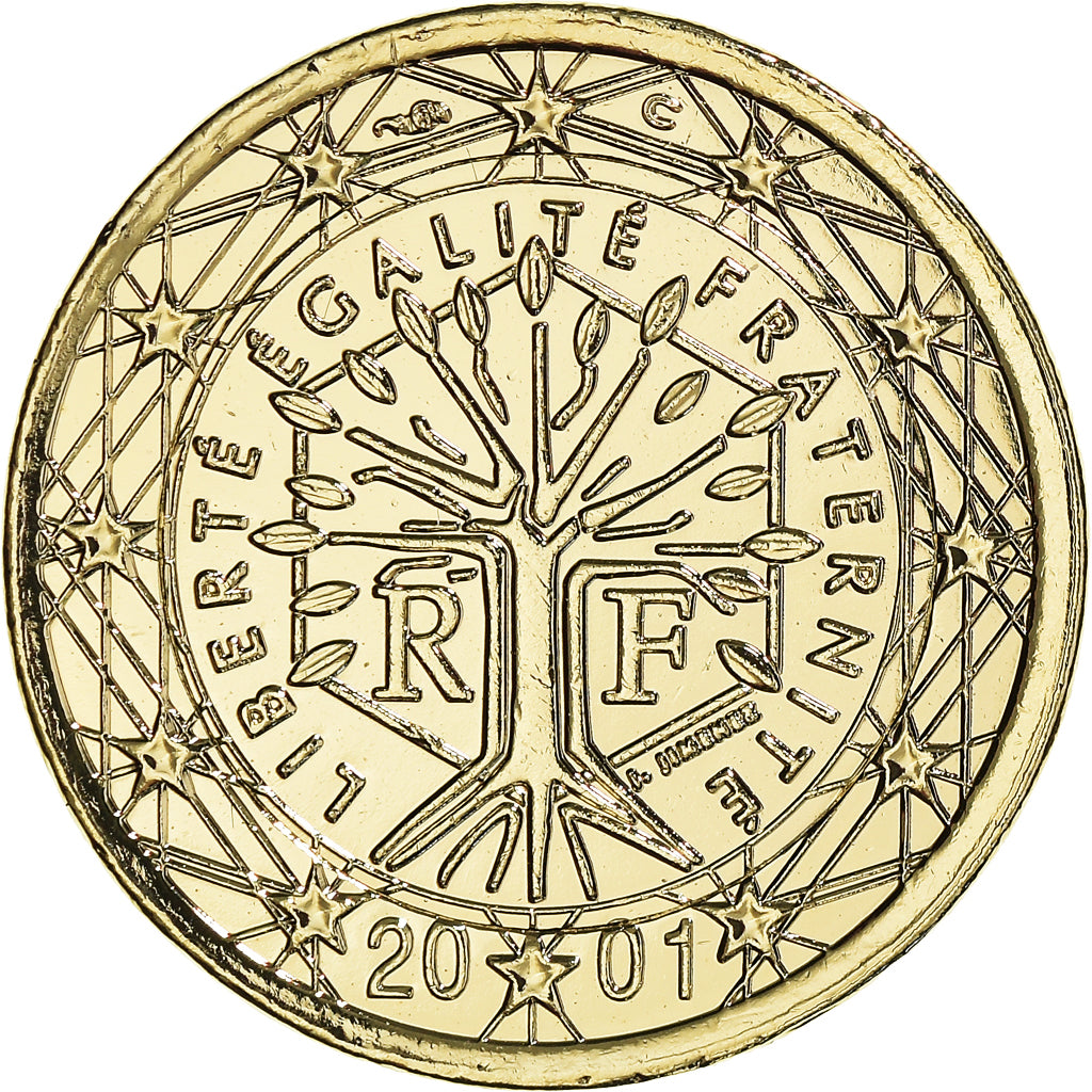 France, Euro, 2001, Paris, golden, MS(65-70), Bi-Metallic, KM:1288