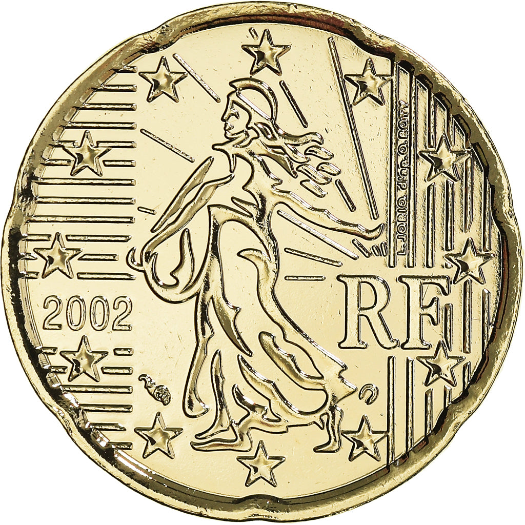 France, 20 Euro Cent, 2002, Paris, golden, FDC, Bimétallique