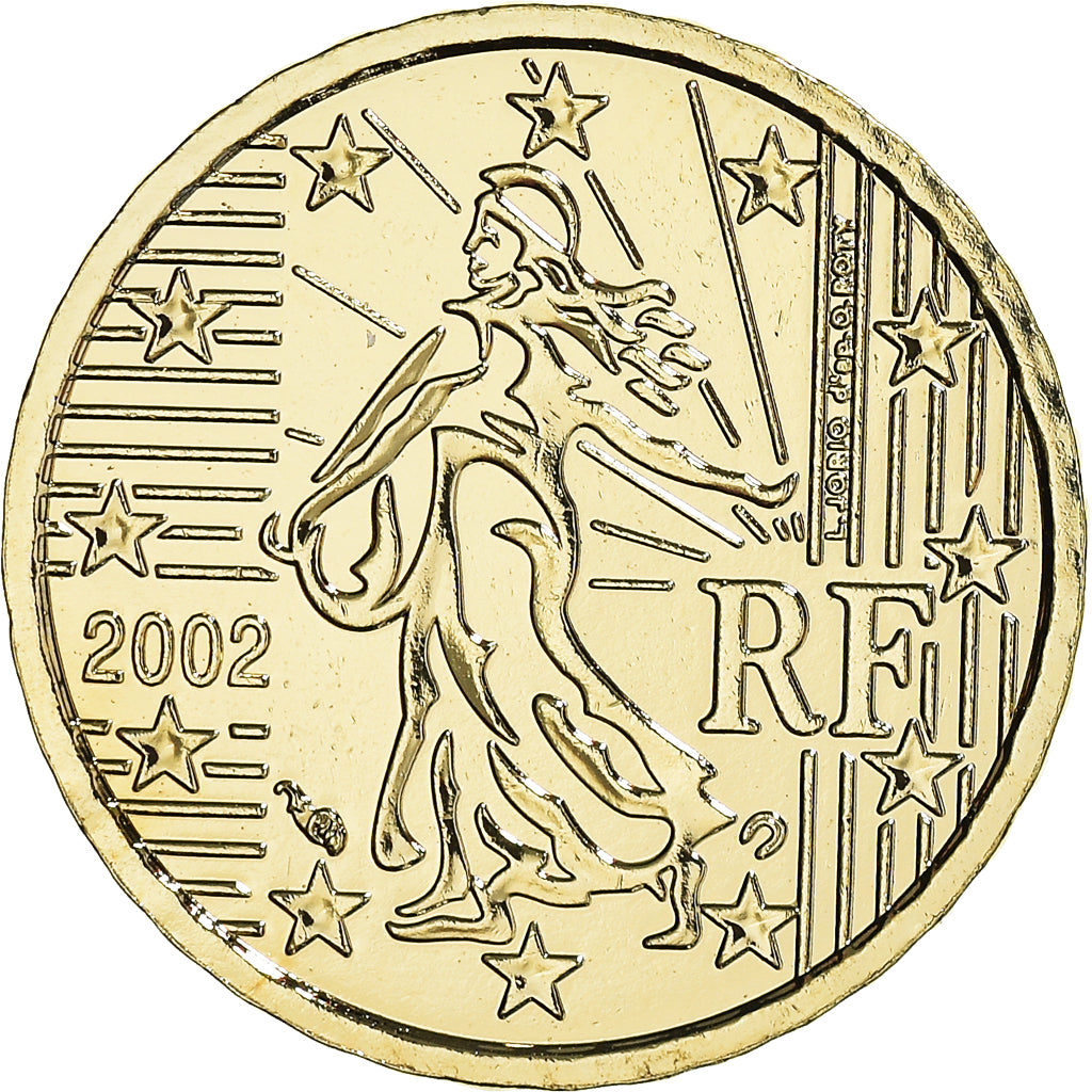 France, 10 Euro Cent, 2002, Paris, golden, MS(65-70), Bi-Metallic