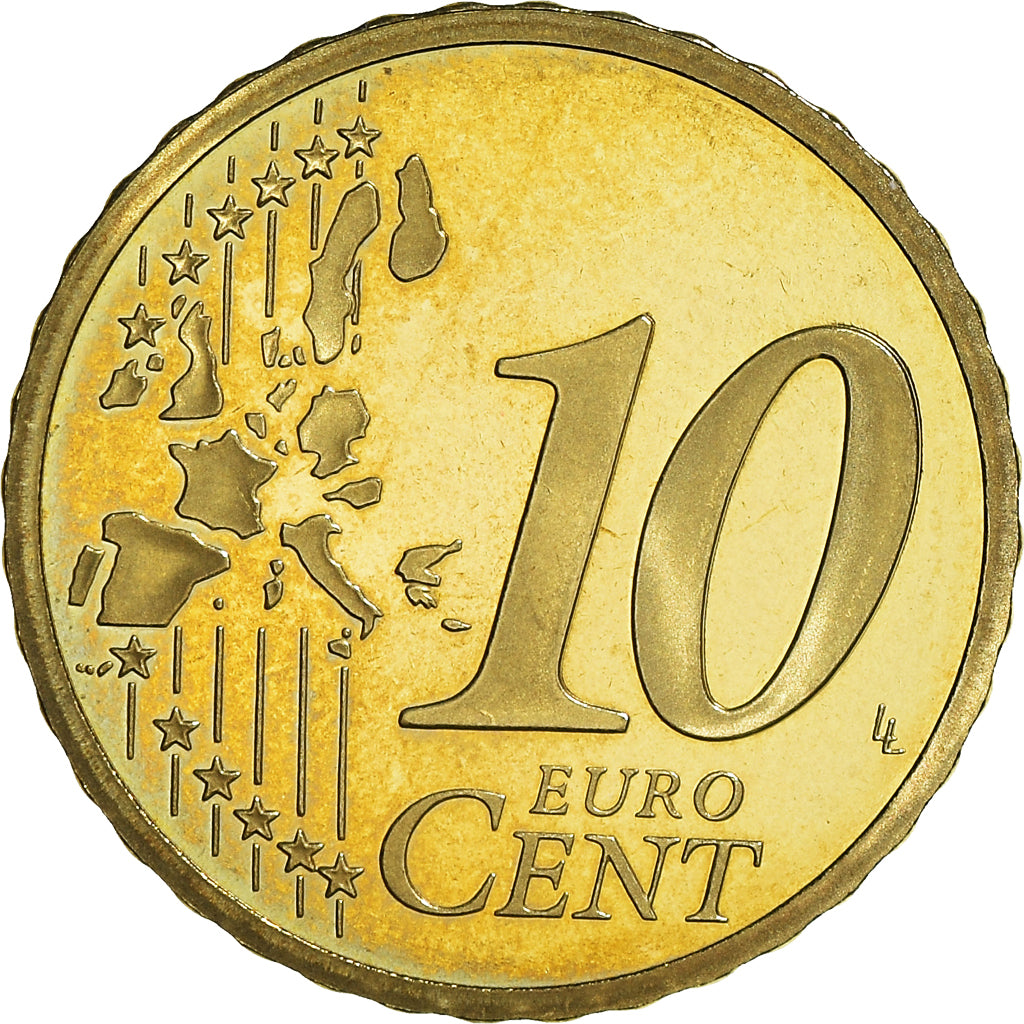 France, 10 Euro Cent, 2004, Paris, Proof / BE, MS(63), Brass, Gadoury:4a