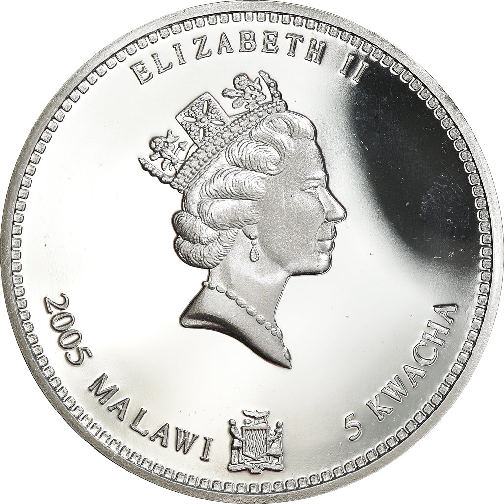 Coin, Malawi, 5 Kwacha, 2005, Cochon / Pig, MS(65-70), Silver plated