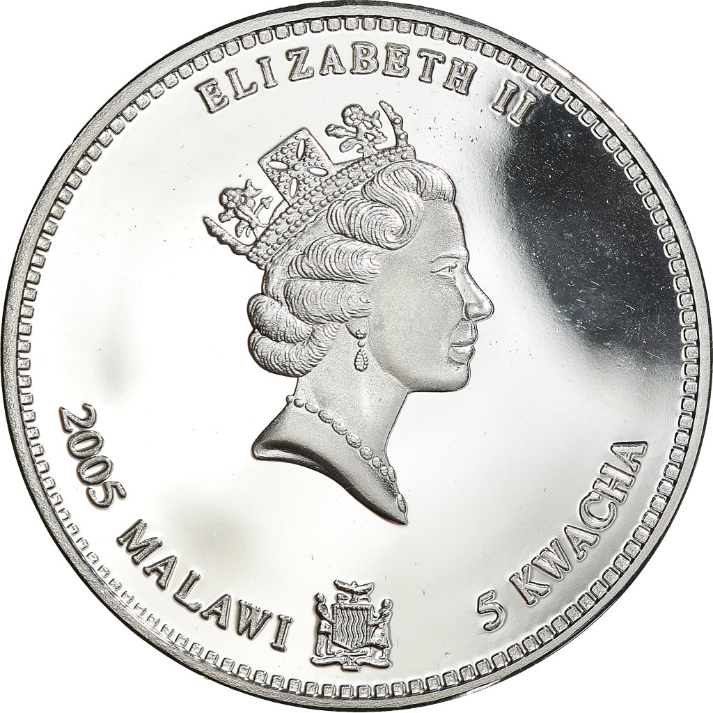 Coin, Malawi, 5 Kwacha, 2005, Cheval / Horse, MS(65-70), Silver plated