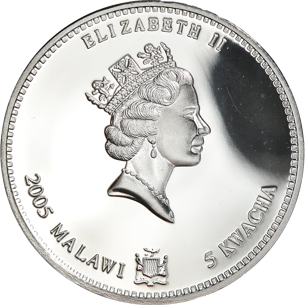 Coin, Malawi, 5 Kwacha, 2005, Chien / Dog, MS(65-70), Silver plated