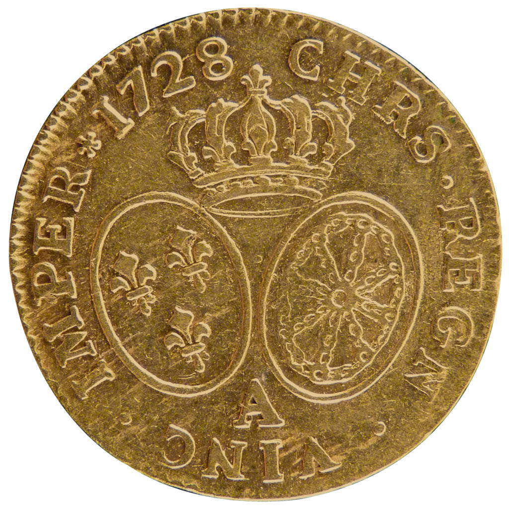 FRANCE, Louis d'or aux lunettes, Louis d'Or, 1728, Paris, EF(40-45), Gold,...