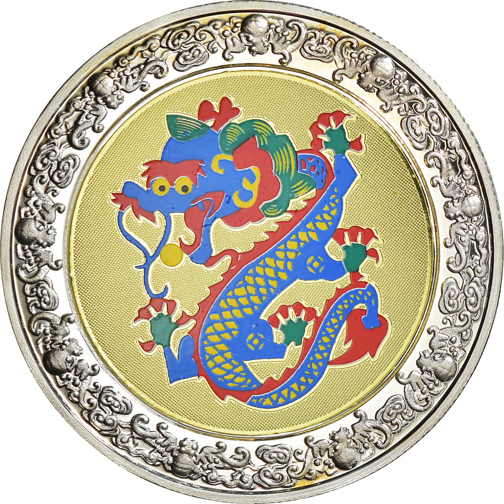 Moeda, Maláui, 5 Kwacha, 2005, Dragon, MS(65-70), Silver plated copper-nickel