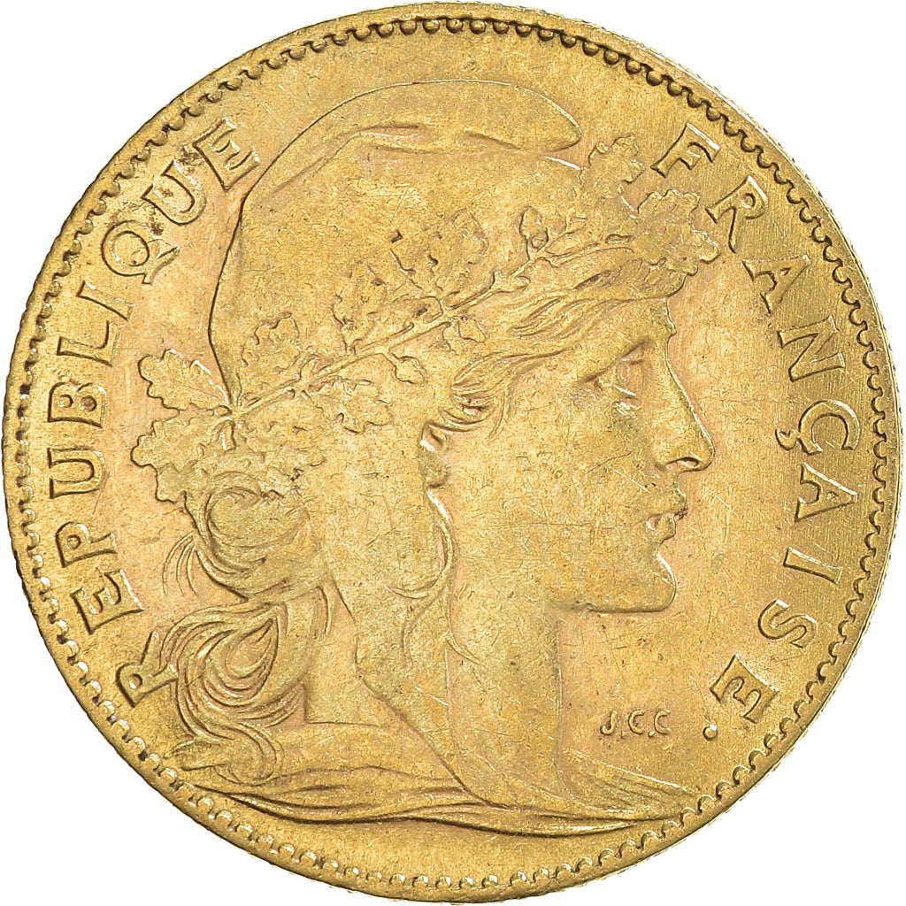 Coin, France, Marianne, 10 Francs, 1906, Paris, Coq, AU(50-53), Gold, KM:846