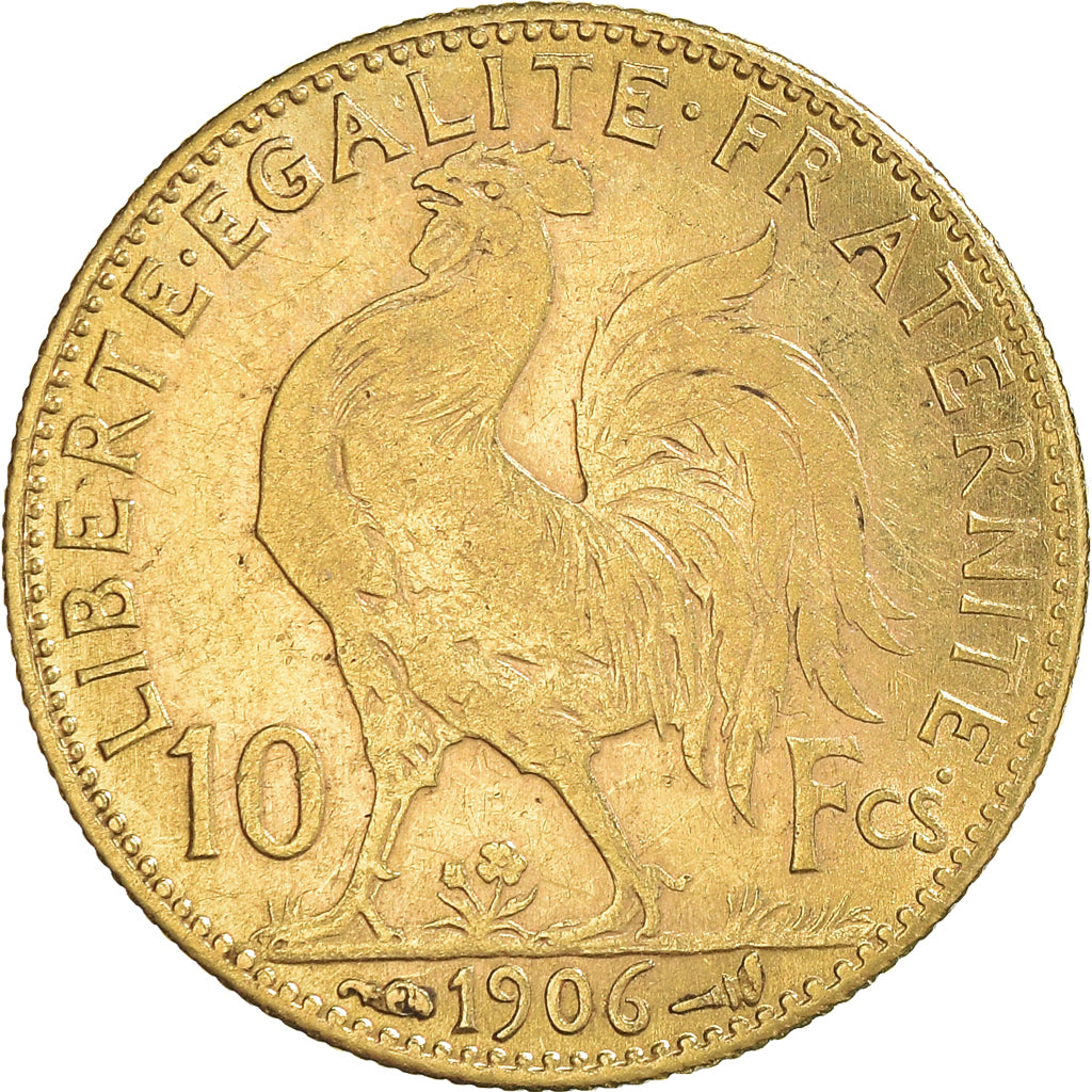 Coin, France, Marianne, 10 Francs, 1906, Paris, Coq, AU(50-53), Gold, KM:846