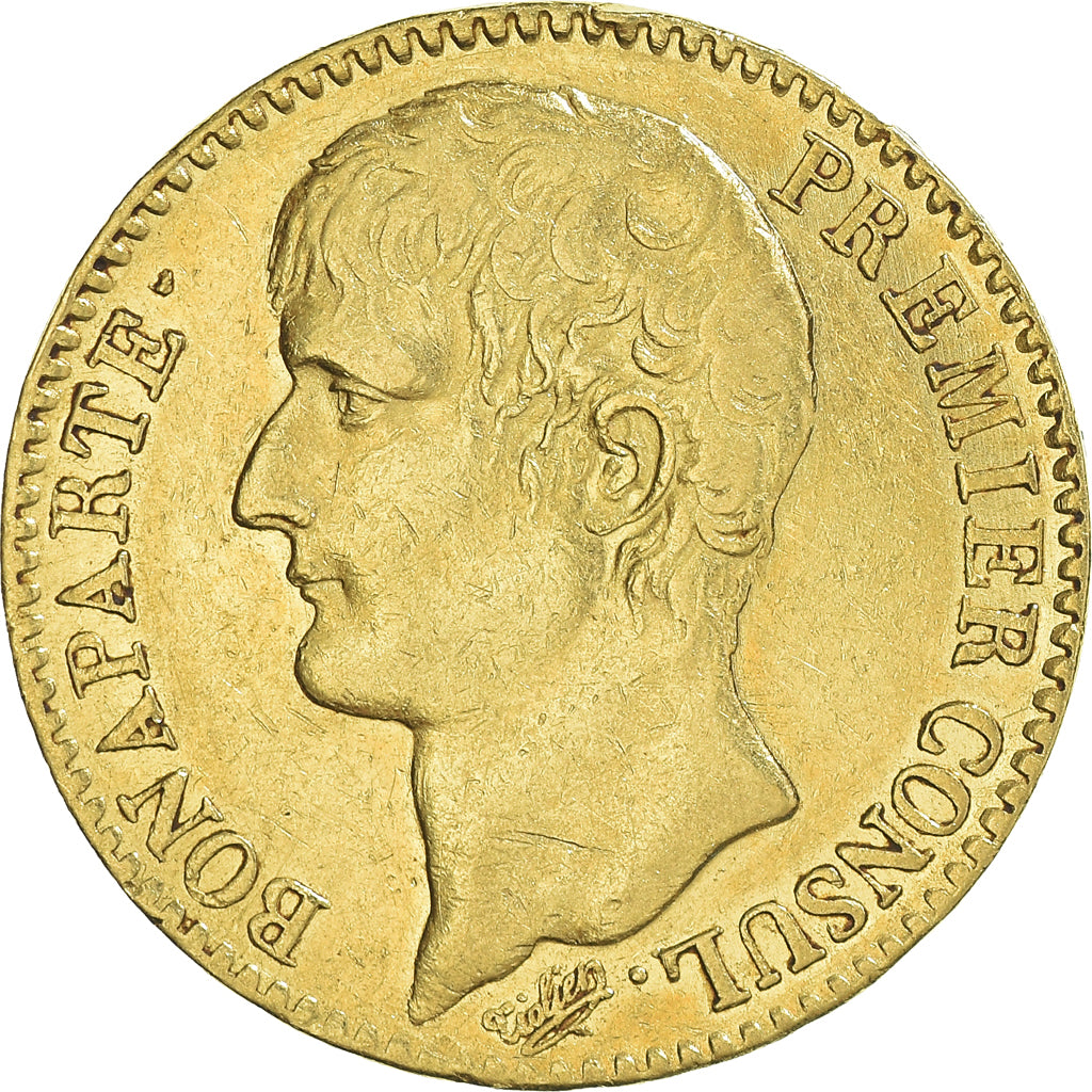 Moneda, Francia, Napoléon I, 40 Francs, 1803, Paris, An 12, MBC+, Oro, KM:652