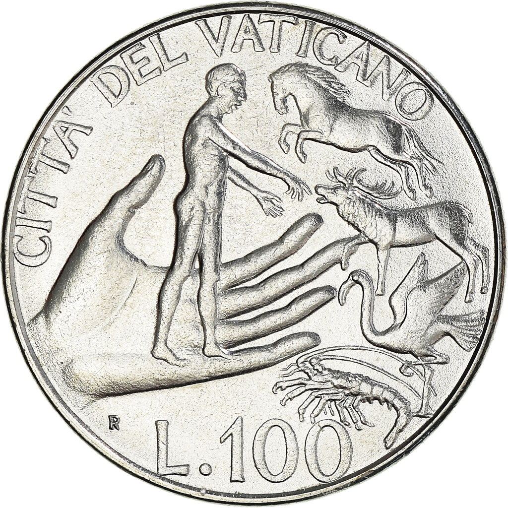 Coin, VATICAN CITY, John Paul II, 100 Lire, 1988, MS(63), Stainless Steel