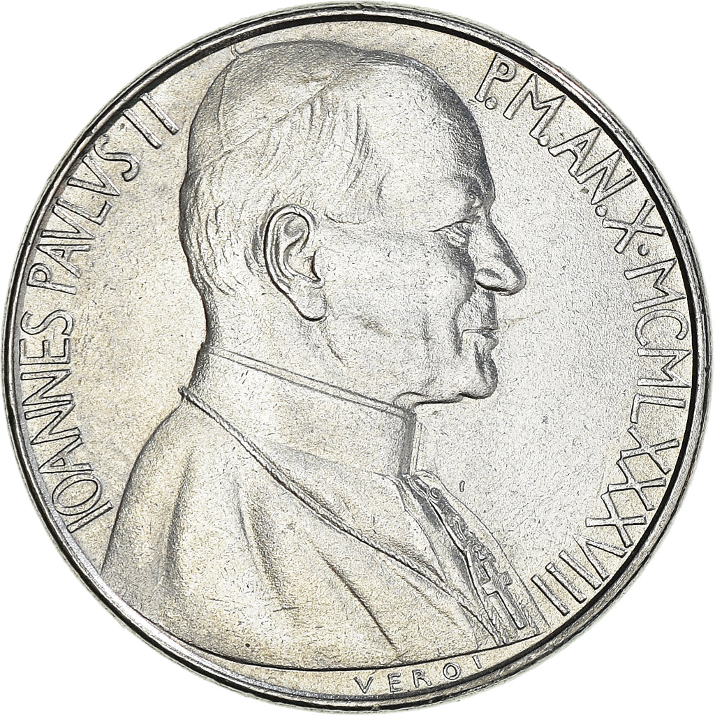 Moeda, CIDADE DO VATICANO, John Paul II, 50 Lire, 1988, MS(63), Aço
