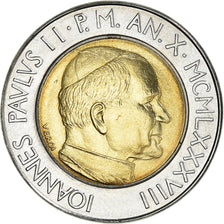 Coin, VATICAN CITY, John Paul II, 500 Lire, 1988, Roma, MS(63), Bi-Metallic