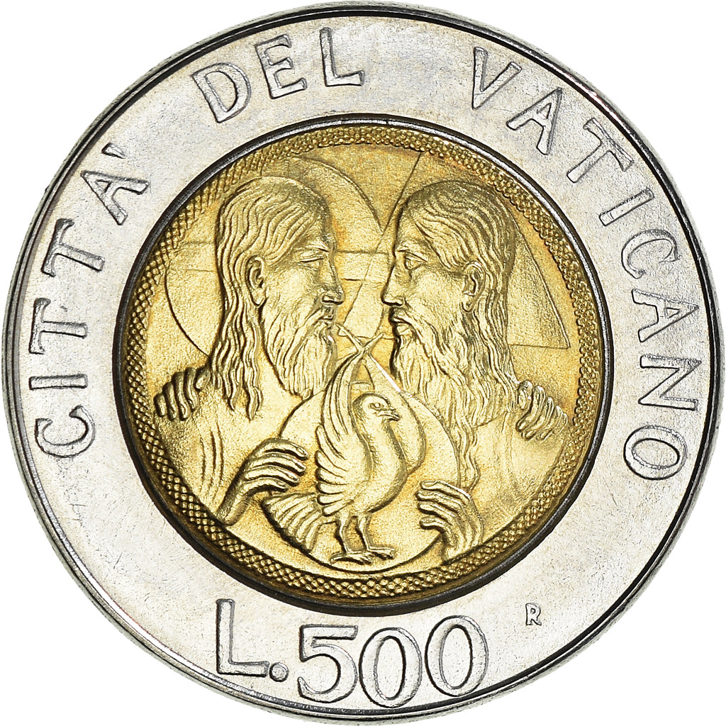 Coin, VATICAN CITY, John Paul II, 500 Lire, 1988, Roma, MS(63), Bi-Metallic