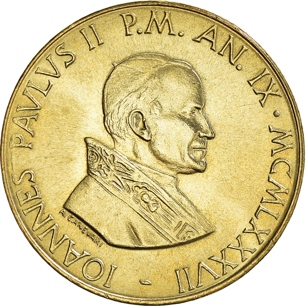 Coin, VATICAN CITY, John Paul II, 200 Lire, 1987, Roma, MS(63), Aluminum-Bronze