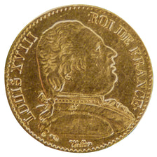 FRANCE, Louis XVIII, 20 Francs Or, 1814, Paris, AU(50-53), Gold, Gadoury #1026,.