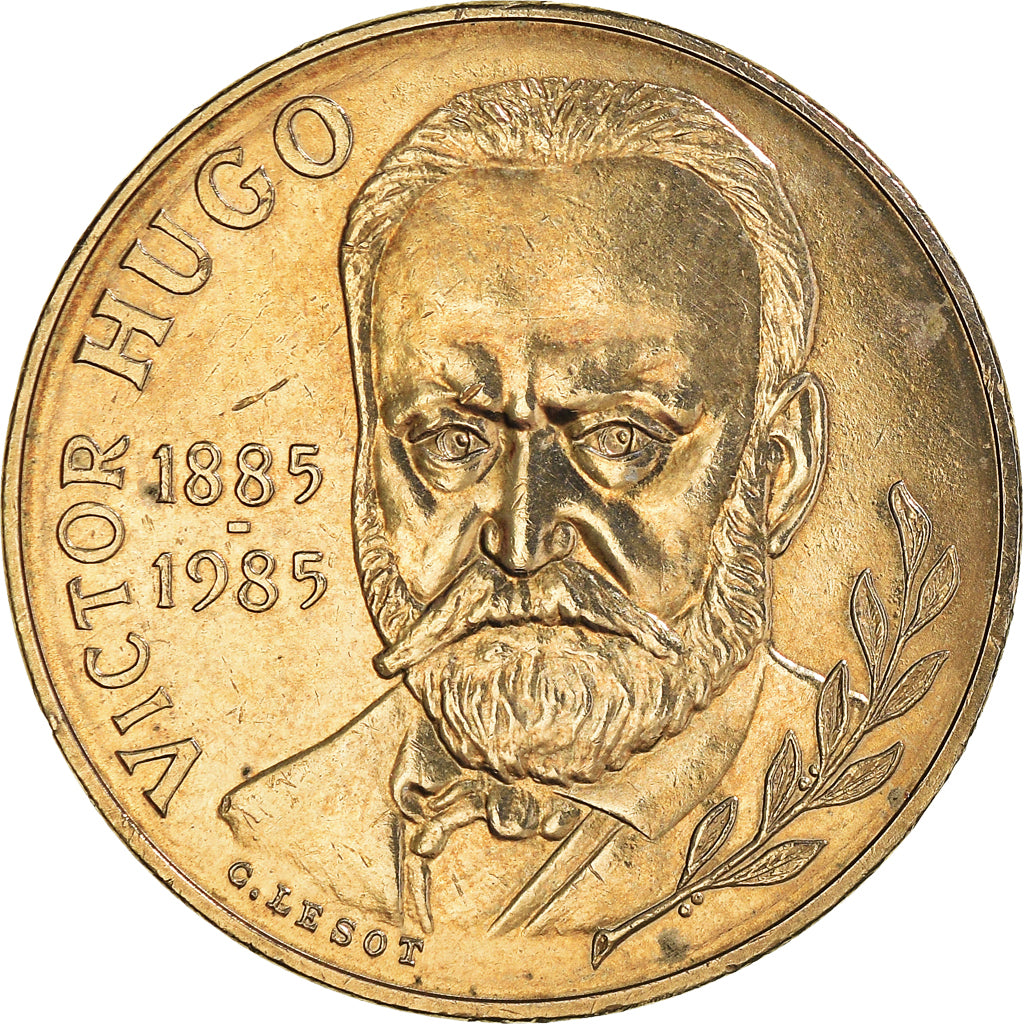 Moneda, Francia, Victor Hugo, 10 Francs, 1985, Paris, BC+, Níquel - bronce