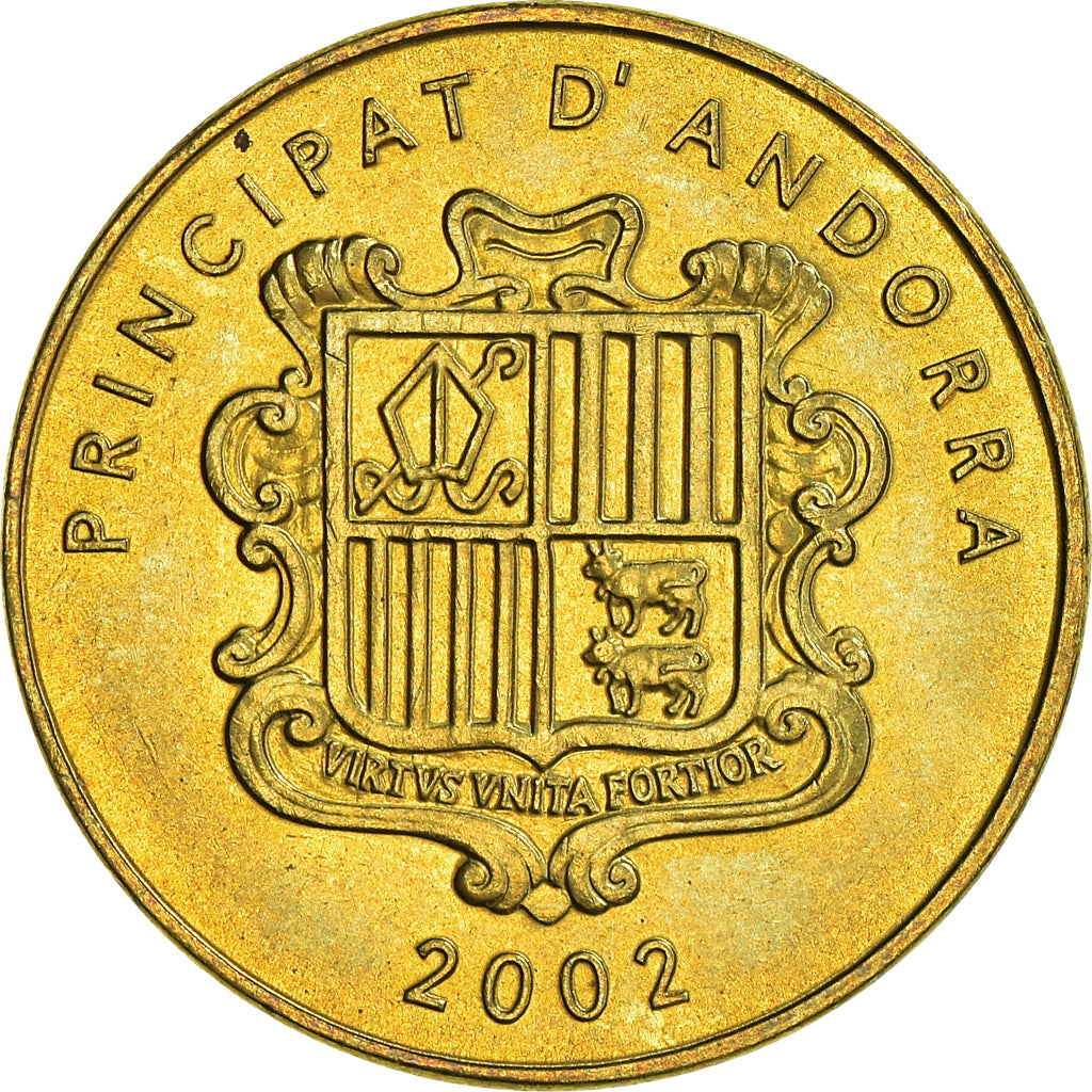 Coin, Andorra, 5 Centims, 2002, MS(63), Brass, KM:180