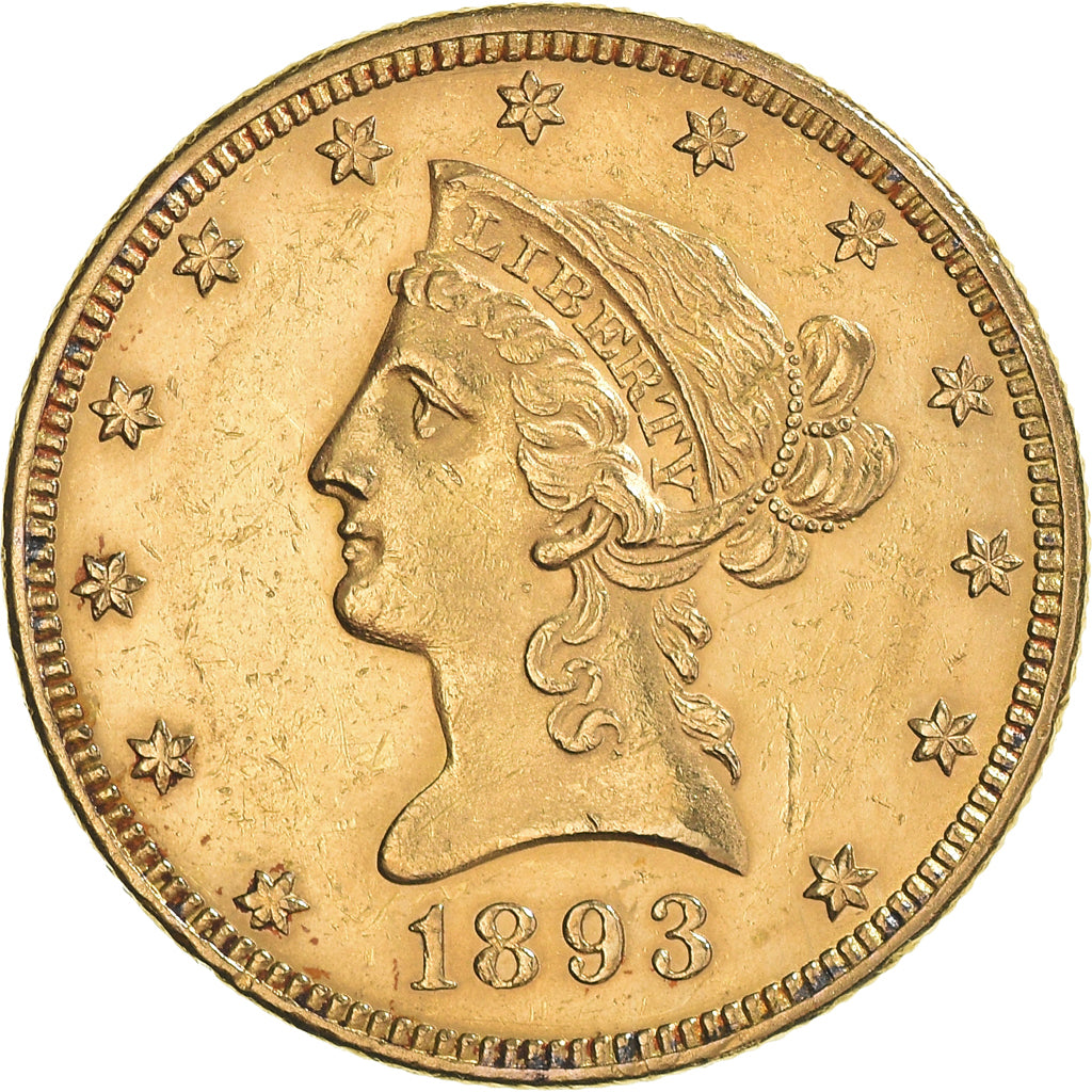 Coin, United States, Coronet Head, $10, Eagle, 1893, U.S. Mint, Philadelphia