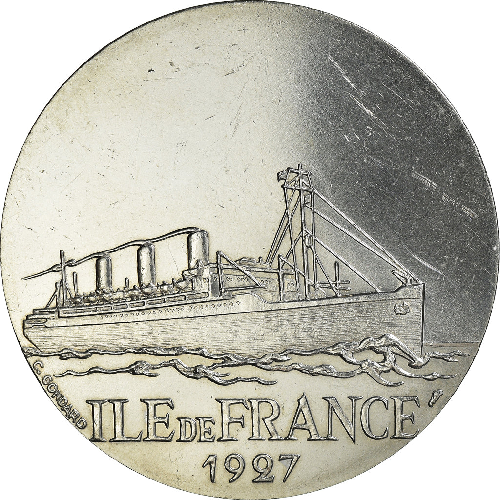 França, Medal, Les Grands Transatlantiques, Ile de France, 1927, MS(63)