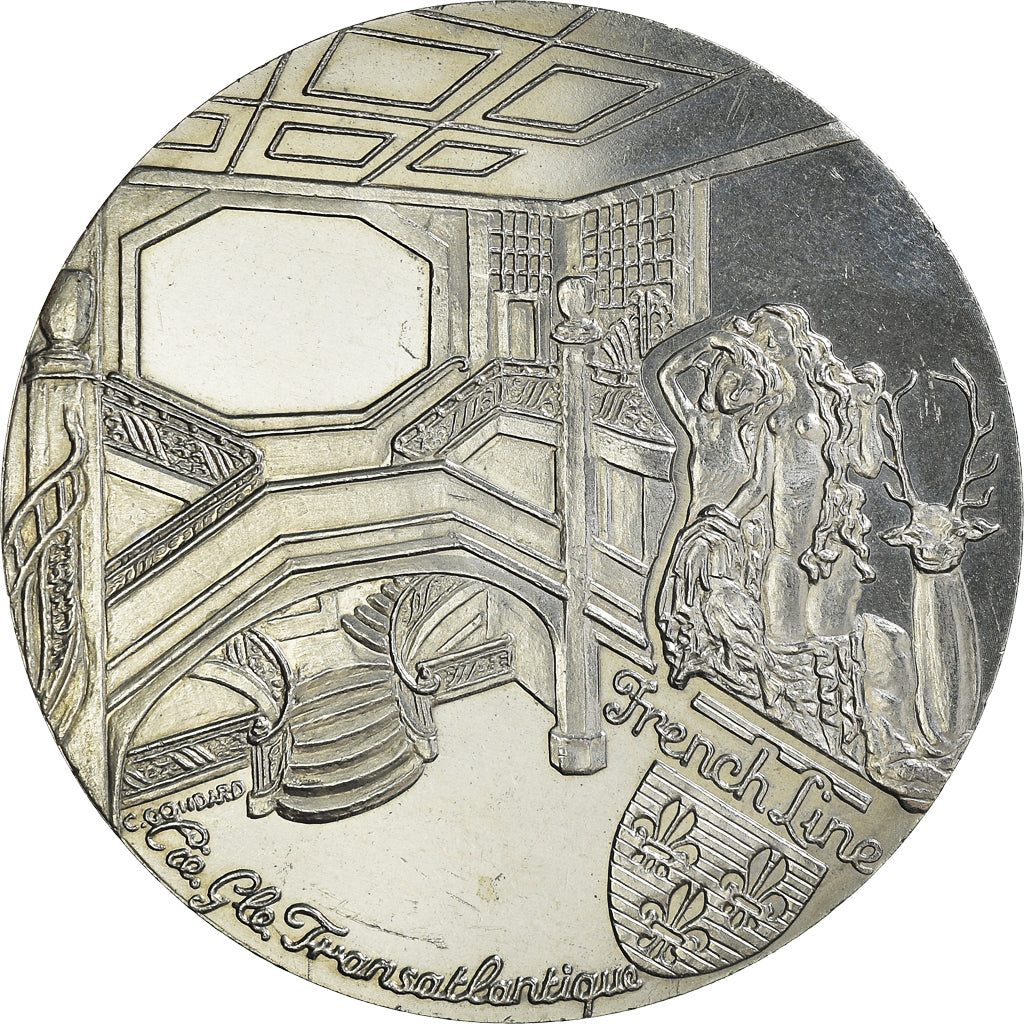 França, Medal, Les Grands Transatlantiques, Ile de France, 1927, MS(63)