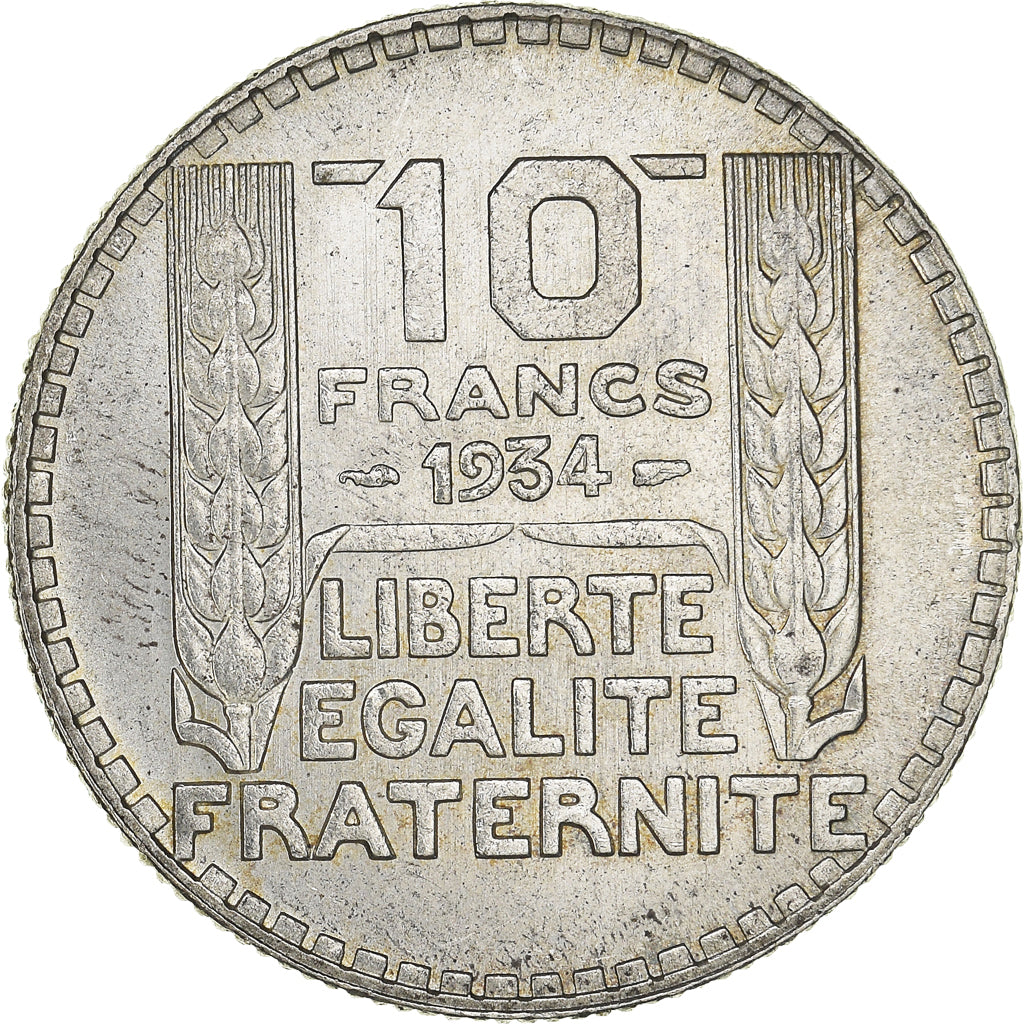 Moneta, Francja, Turin, 10 Francs, 1934, Paris, AU(55-58), Srebro, KM:878