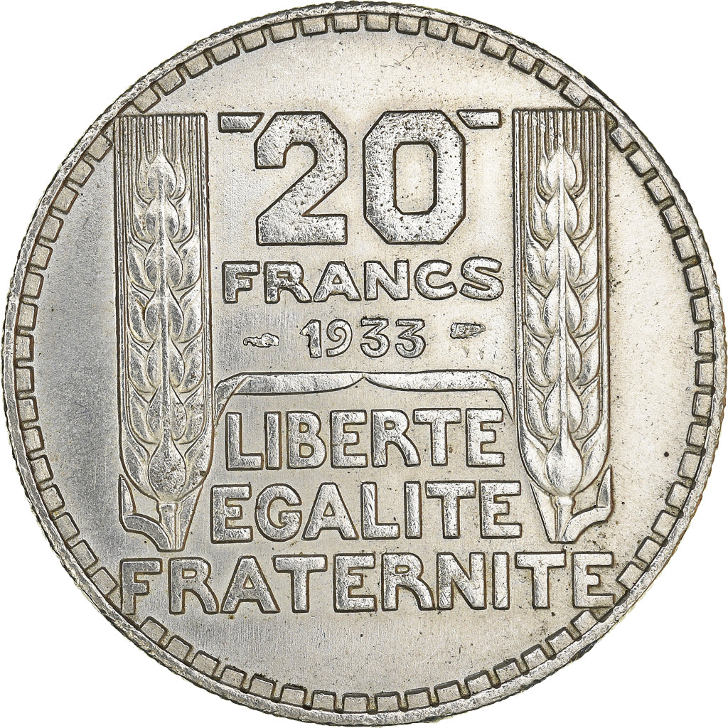 Coin, France, Turin, 20 Francs, 1933, Paris, Rameaux longs, EF(40-45), Silver