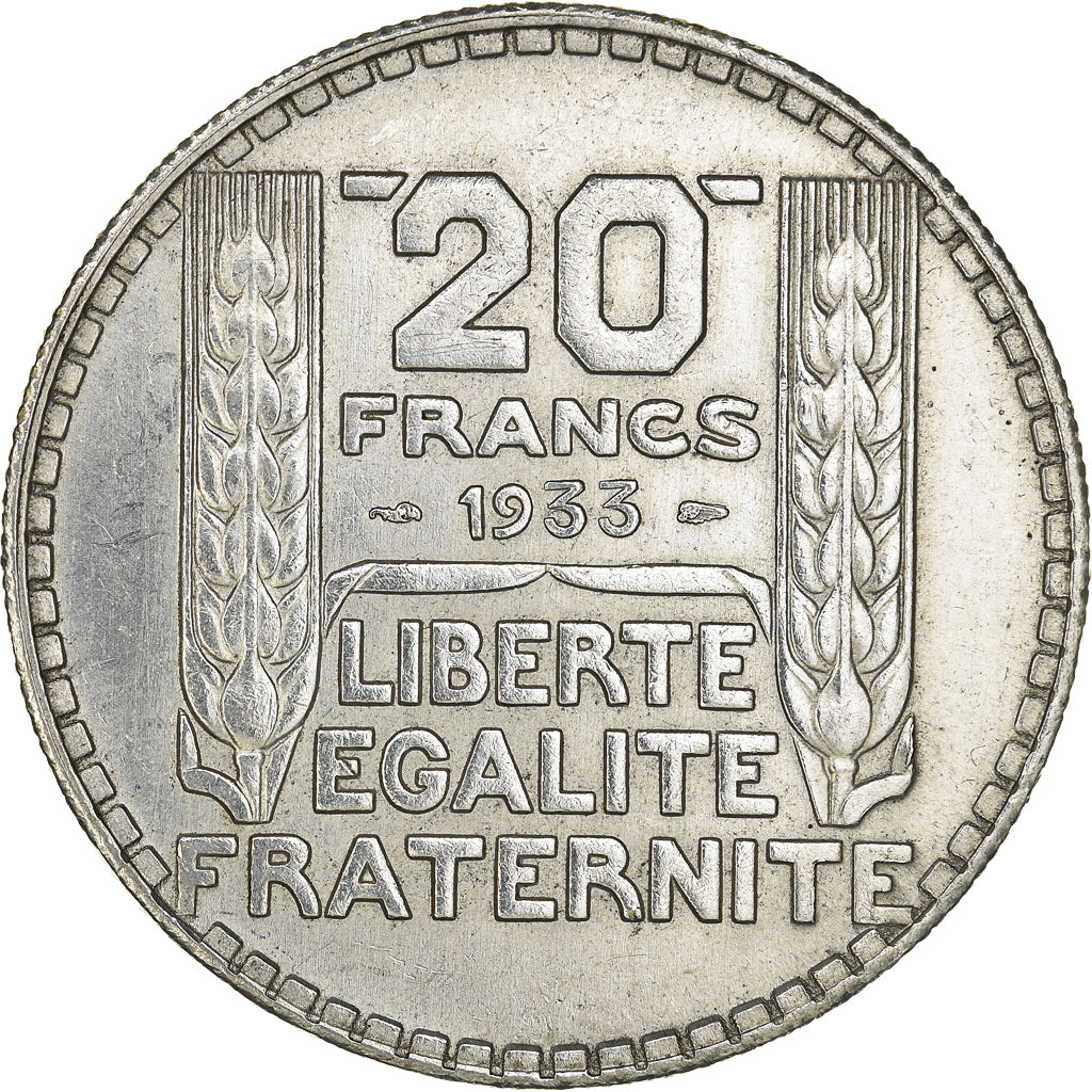 Coin, France, Turin, 20 Francs, 1933, Paris, Rameaux longs, EF(40-45), Silver